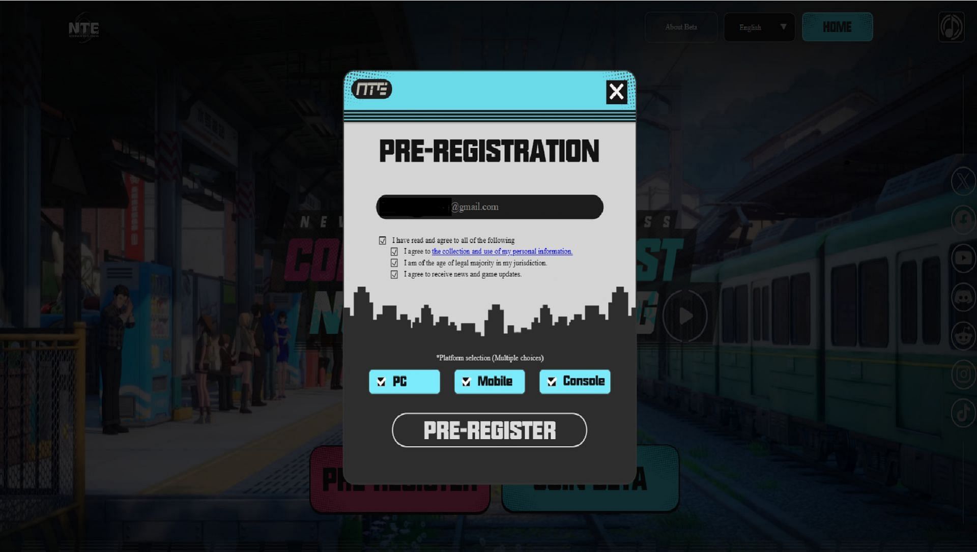 Fill up the boxes and click on pre-register to complete the process (Image via Hotta Studio)